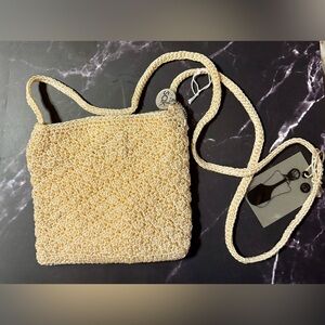 The Sak Vintage Crochet Crossbody Bag - 90s Cream Mini Purse, NWT